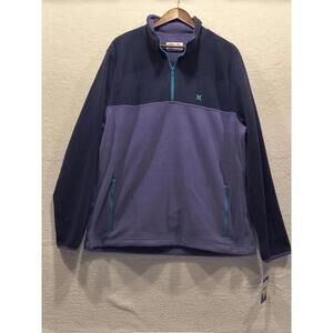 Hurley NWT  Men Nirvana 1/4 Zip Fleece Jacket Colorblock Hoodie Navy Purple XL
